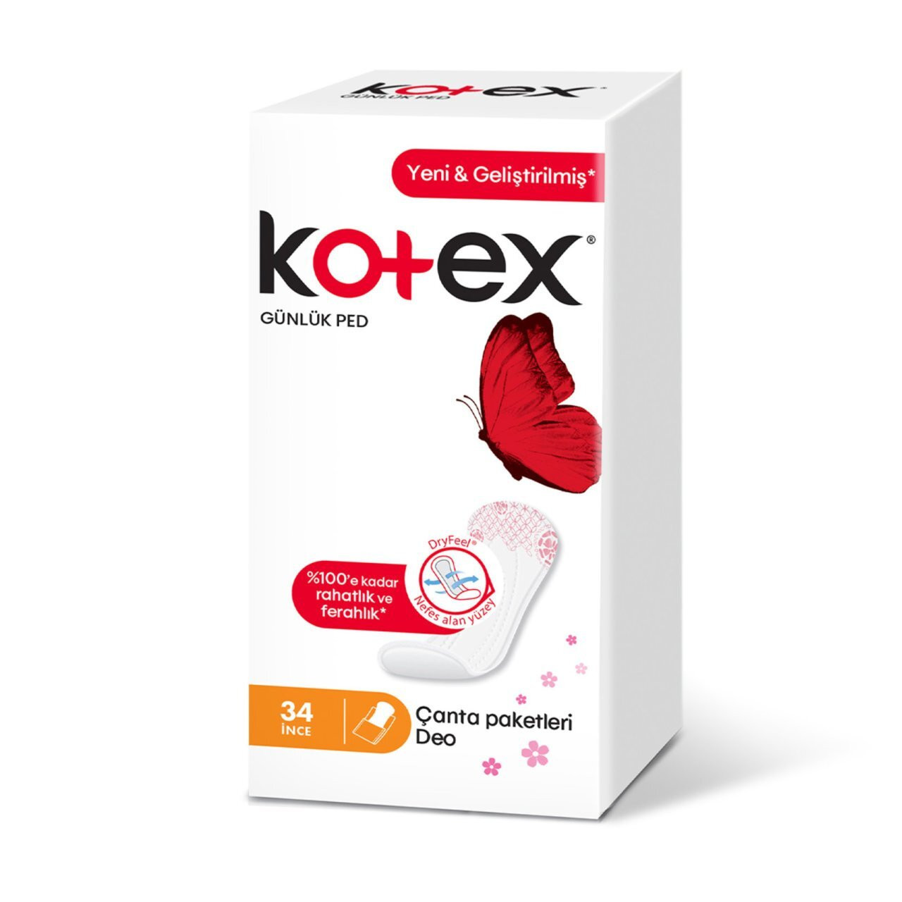 KOTEX İNCE GÜNLÜK PED 34'LÜ DEO