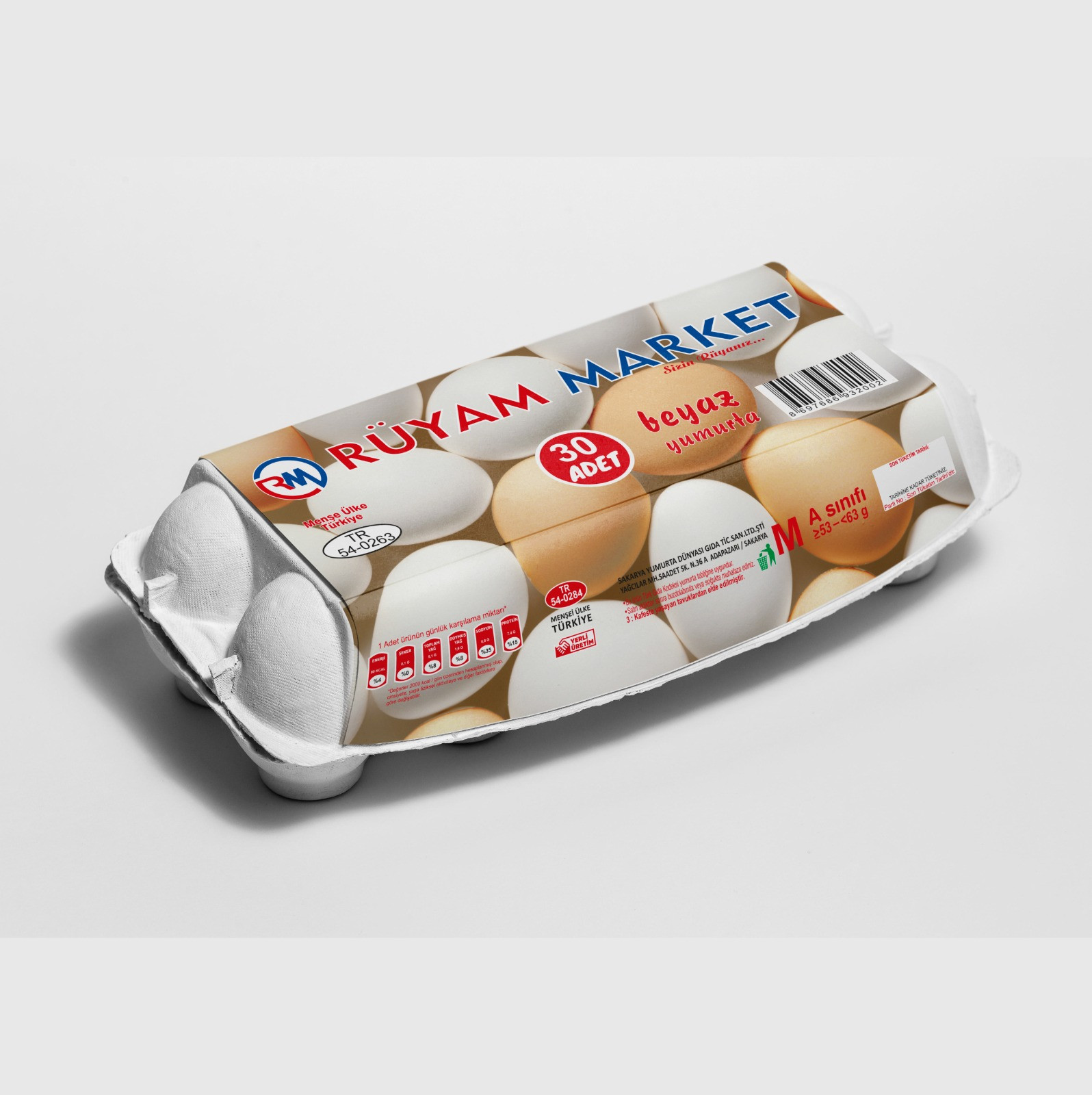 RÜYAM YUMURTA 'M'BOY 30'LU (53-63 GR)