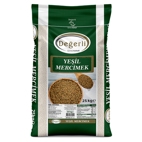 ÇUVAL YEŞİL MERCİMEK DEĞERLİ 25KG
