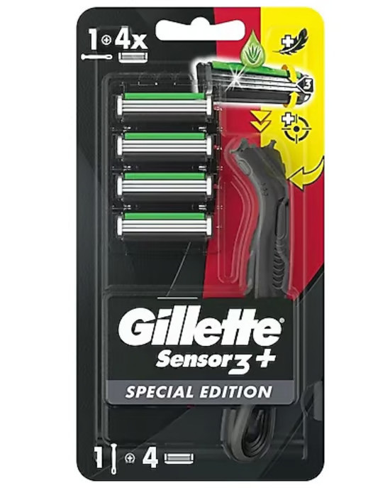 GİLLETTE SENSÖR 3 PLUS BLACK MAKİNE +4 YEDEK BAŞLIK